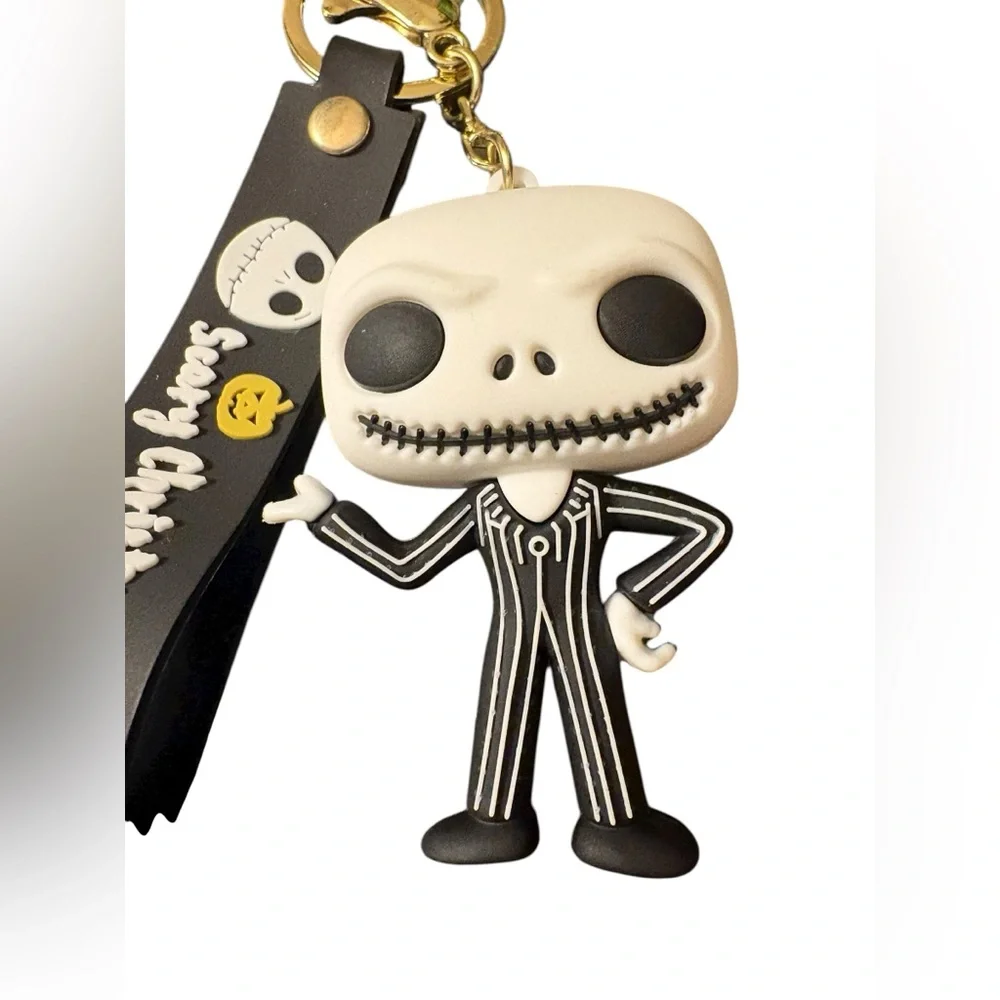 Black and White Striped Skellington Keychain‎